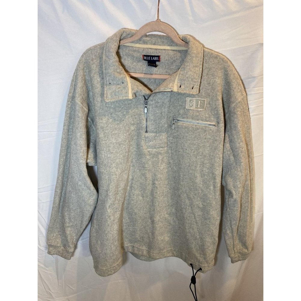 San‎ Francisco Sweatshirt Adult Large Grey 1/4 Zip Pullover Pocketed Mens .